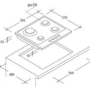 PLAQUE DE CUISSON  à Gaz CANDY- CHG6LX