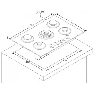 PLAQUE DE CUISSON à Gaz CANDY - CVG74WPB