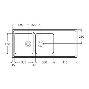 Evier 2 Bacs Inox  FOCUS -  FH1162 D/G