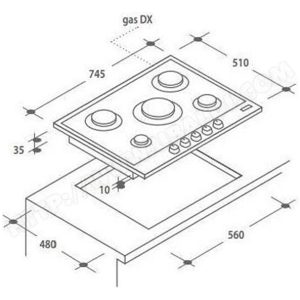 TABLE DE CUISSON A GAZ CANDY CHG74WX